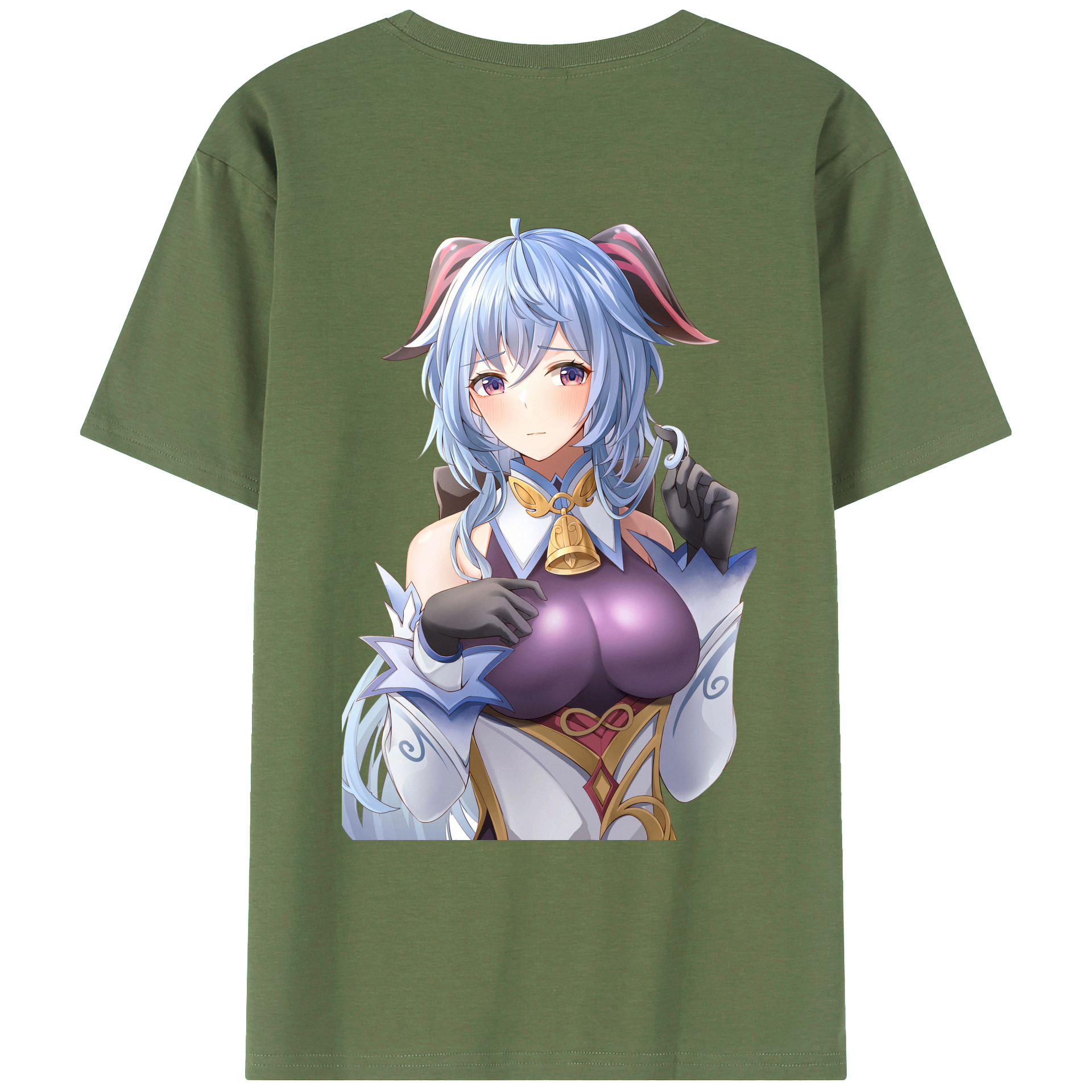 げんし神 甘雨 かんう genshin Ganyu 綿100％ メンズ半袖Tシャツ（バックプリント） 通気性